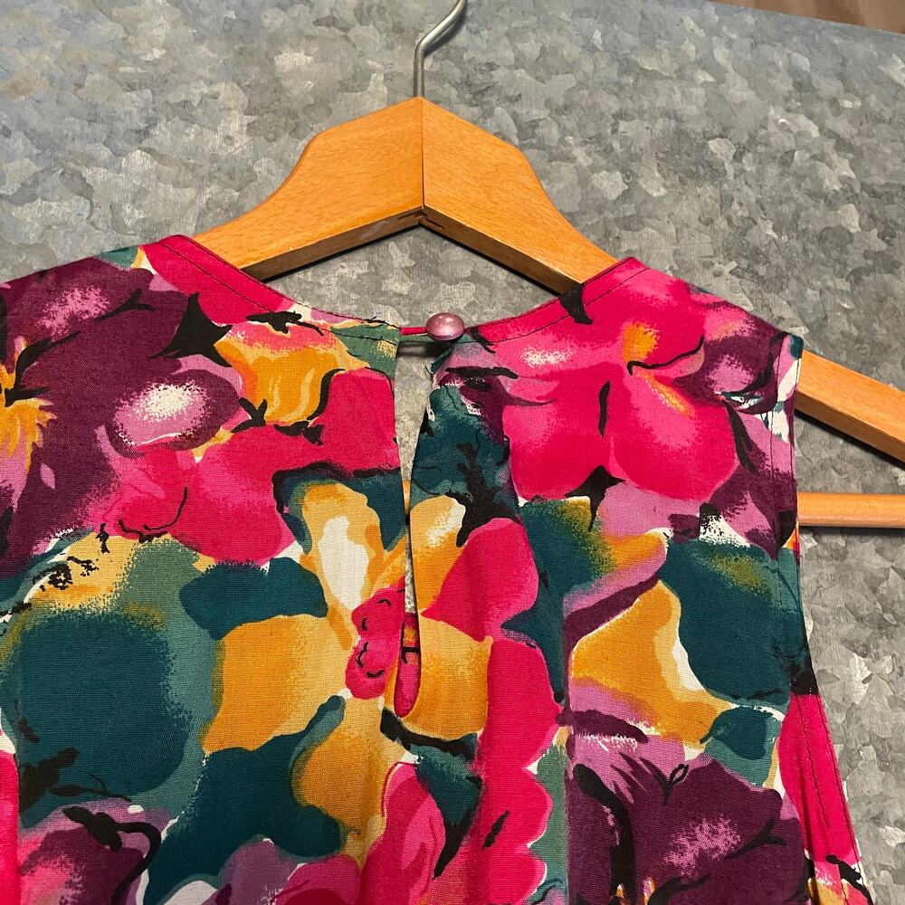 Vintage ED Michaels by Melanie Drucker 80s Retro Floral Belted Maxi Dress 5/6 - Picture 8 of 16